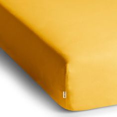 DecoKing Bavlněné jersey prostěradlo s gumou Amber žluté, velikost 180-200x200+30