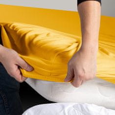 DecoKing Bavlněné jersey prostěradlo s gumou Amber žluté, velikost 180-200x200+30