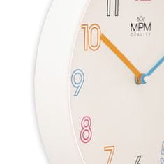MPM QUALITY Designové plastové hodiny bílé MPM Joanna