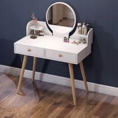 MUVU Kosmetický Toaletní Stolek Se Zrcadlem Make-Up Bílý Velký S Půdními Zásuvkami Make-Up
