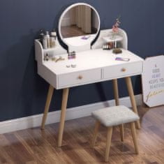 MUVU Kosmetický Toaletní Stolek Se Zrcadlem Make-Up Bílý Velký S Půdními Zásuvkami Make-Up