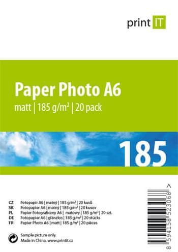 Print IT fotopapír A6, 185g/m2, 20 listů, matný (PI-88)