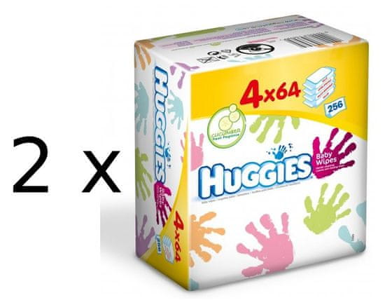 Huggies Vlhčené ubrousky Everyday Quatro Pack 2× (4 × 64 ks)