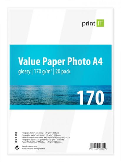 Print IT Value fotopapír A4, 170g/m2, 20 listů, lesklý