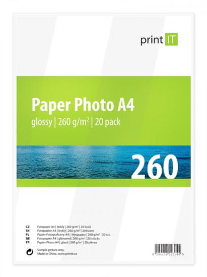 Print IT fotopapír A4, 260g/m2, 20 listů, lesklý (PI-86)
