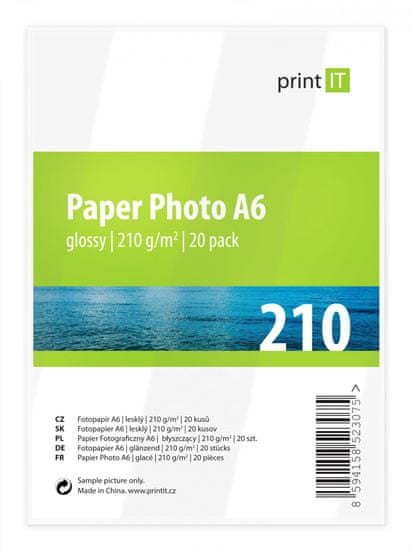 Print IT fotopapír A6, 210g/m2, 20 listů, lesklý (PI-89)
