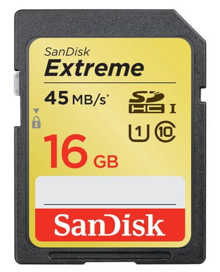 SanDisk SDHC 16GB (class 10/UHS-1) Extreme 45MB/s