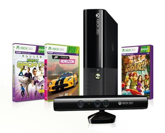 Microsoft XBOX 360 Kinect Bundle 500GB (Stingray design) + Forza Horizon + Kinect Sports + Kinect Adventures