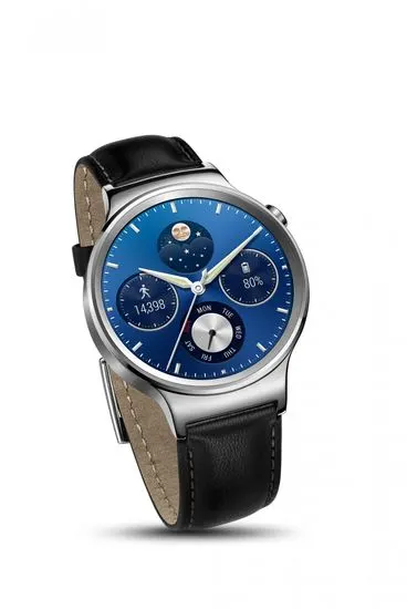 Huawei Watch W1, Stainless Steel Black Leather