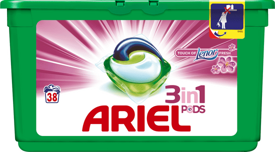 Ariel Touch of Lenor Fresh 3v1 gelové prací kapsle 38 ks