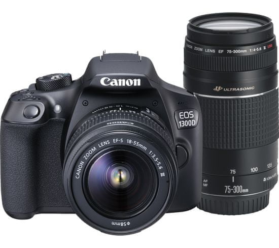 Canon EOS 1300D + 18-55 DC + 75-300 DC + 8 GB karta, batoh, 100GB Irista