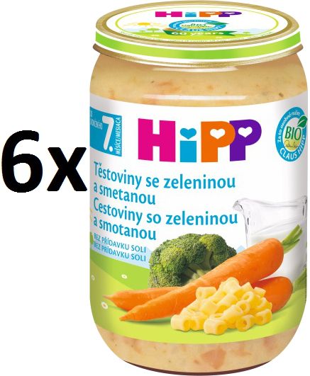 HiPP Těstoviny se zeleninou a smetanou - 6x220g