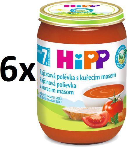 HiPP BIO Rajčatová polévka s kuřecím masem - 6x190g