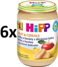HiPP BIO Jablka a banány s dětskými keksy - 6 x 190 g
