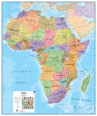Afrika politická nástěnná mapa 100x120 cm - lamino s kovovými lištami