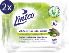 LINTEO Vlhčený toaletní papír s extraktem z dubové kůry 2 × 60 ks splachovatelný