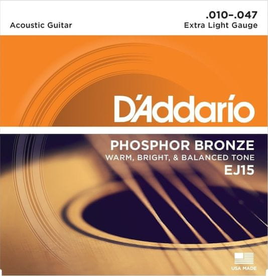 Daddario EJ15 Phosphor Bronze Acoustic Extra Light .010-.047 struny na akustickou kytaru