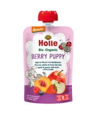Holle Bio Berry Puppy 100% ovocné pyré jablko, broskev a lesní plody - 6 x 100g