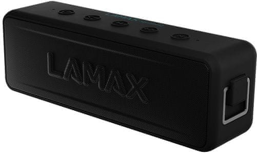 výkonný přenosný Bluetooth reproduktor lamax sentinel2 výkon 20 w 5.0 bezdrátová verze Bluetooth 3600mah baterie výdrž až 24 h tws funkce 3,5mm aux usb-c nabíjení microSD slot kvalitní měniče zvuk bez zkreslení