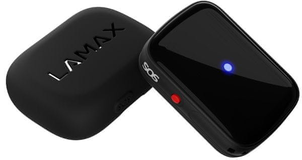 Lamax GPS Locator, GPS lokátor na klíče, na psa, na kočku, na dítě, na cennosti, na zavazadla, GPS LBS GSM Wi-Fi lokalizace bezpečné zóny SOS tlačítko SIM karta miniaturní voděodolný mikrofon reproduktor obojek silikonové pouzdro nízká hmotnost IP67 mobilní aplikace Lamax Tracking app malý GPS vysílač sledování polohy psa domácí mazlíček lokalizace dlouhá výdrž baterie lokalizace zavazadla lokalizace psa lokalizace kočky
