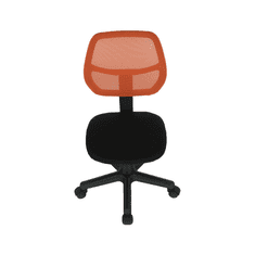KUPŽIDLE Dětská otočná židle na kolečkách MESH – plast, bez područek, oranžová/černá