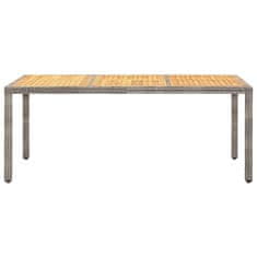shumee Zahradní stůl šedý 190 x 90 x 75 cm polyratan a akáciové dřevo