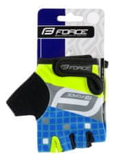 Force Dětské cyklistické rukavice SQUARE - fluo/modré - velikost M