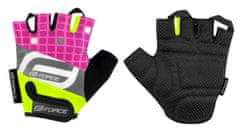 Force Dětské cyklistické rukavice SQUARE, fluo/růžové - velikost S