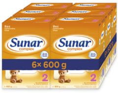 Sunar Complex 2 pokračovací kojenecké mléko, 6 x 600 g