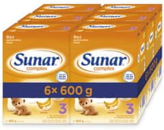 Sunar Complex 3 batolecí mléko banán, 6 x 600 g
