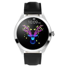 NEOGO SmartWatch Glam, dámské chytré hodinky, černé/kožené