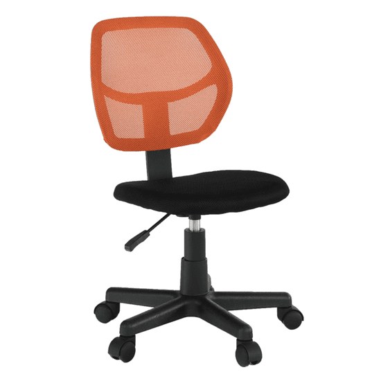 KUPŽIDLE Dětská otočná židle na kolečkách MESH – plast, bez područek, oranžová/černá