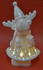 DUE ESSE Vánoční dekorace sob s osvětlením, keramika, výška 18 cm