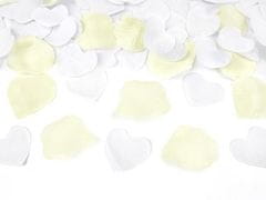 Paris Dekorace Vystřelující konfekty bílé srdce a ivory plátky růží, 30 cm