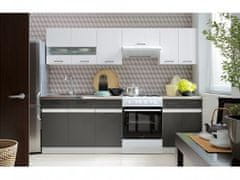 Nejlevnější nábytek Kuchyně JAMISON 180/240 cm, korpus bílý/dvířka bílý lesk, šedý wolfram, PD beton