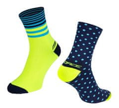 Force Cyklistické ponožky Spot, modro-fluo žluté - velikost S/M (36-41)
