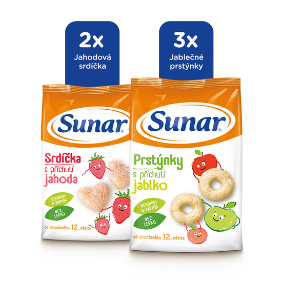 Sunar dětský mix jahodové a jablečné křupky 5 x 50 g