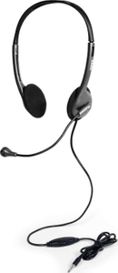 moderní sluchátka port connect headset stereo s mikrofonem na raménku vhodná pro konference a volání připojitelná kabelem v délce 1,2 m osazená 27mm měniči z pvc a abs plastu nastavitelná čelenka