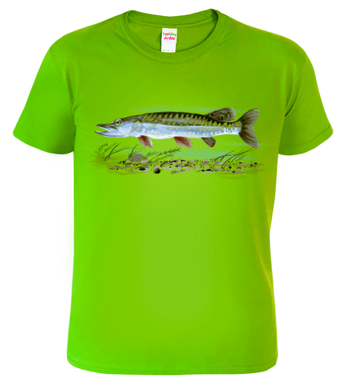 Hobbytriko Dětské rybářské tričko - Štika obecná Barva: Středně zelená (16), Velikost: 12 let / 158 cm