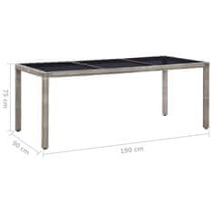shumee Zahradní stůl šedý 190 x 90 x 75 cm polyratan