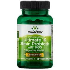 Swanson Dr.Stephen Langer's Ultimate 16 probiotických kmenů v komplexu s prebiotiky FOS (podpora trávení), 60 rostlinných kapslí