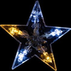 Greatstore Vánoční závěs - 12 hvězd, 150 LED, teple a studeně bílá