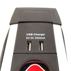 Prodlužovací kabel 6-zásuvkový, Premium-Alu-Line s USB nabíječkou 3m