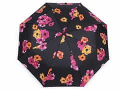 Kraftika 1ks černá dámský skládací vystřelovací deštník květy