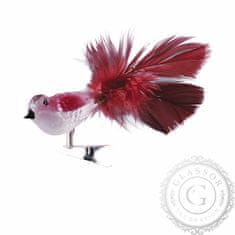 Decor By Glassor Skleněný ptáček růžový