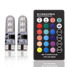Alum online RGB LED autožárovky W5W T10 s dálkovým ovládáním, 2ks