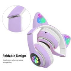 Alum online Bezdrátová sluchátka s kočičíma ušima - K6133 , fialové