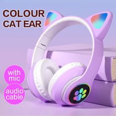 Alum online Bezdrátová sluchátka s kočičíma ušima - K6133 , fialové