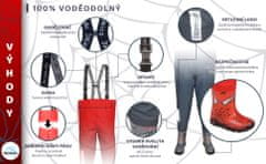 3Kamido Dětské brodící kalhoty červené SPIDER - nastavitelný pás, odolný postroj, spona FixLock Nexus, ochranný oblek, prsačky, kalhotoboty, rybářské kalhoty pro děti, pro teenagery 21 - 36 EU, 35/36
