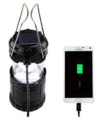 Alum online Nabíjecí, solární, výsuvná kempingová lampa s USB portem